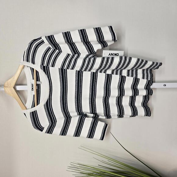Dkny Sweaters - NWT DKNY White Navy Striped Sweater Casual Top - XL